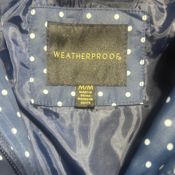 NWT Weathrproof Navy & white Polka Dot Raincoat w pockets zipper and buttons - Picture 9 of 15